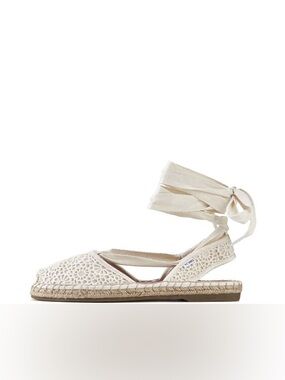 TOMS Bella Crochet Ankle Wrap Flats Sandals